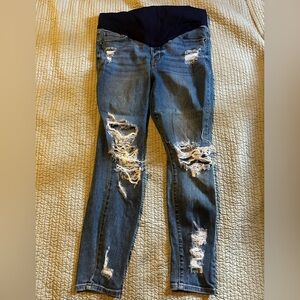 Maternity Pink Blush Distressed Denim Jeans